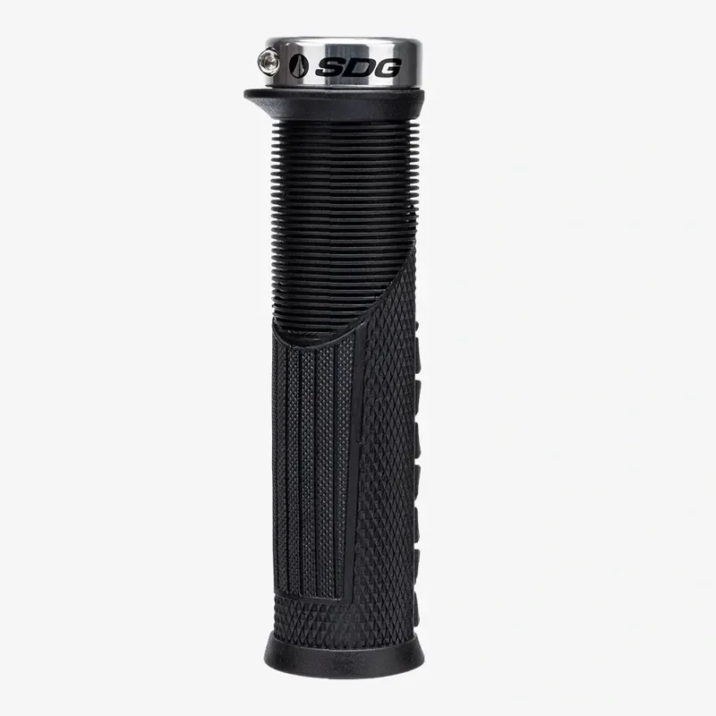 SDG Thrice OC Large Lock-on MTB Grips in Black/Silver-1