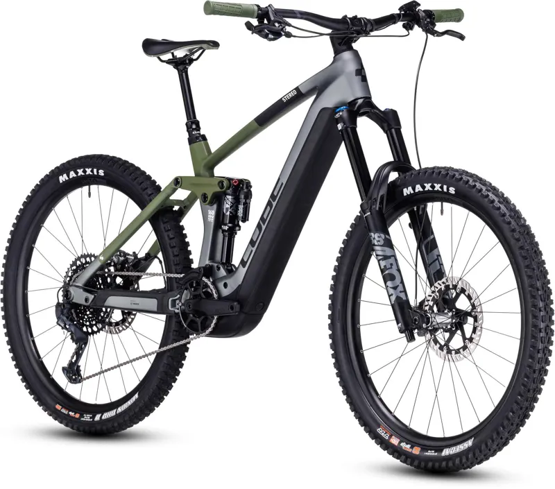 Cube Stereo Hybrid 160 HPC TM 750 Carbon Full-Sus E-MTB - Grey/Olive-1