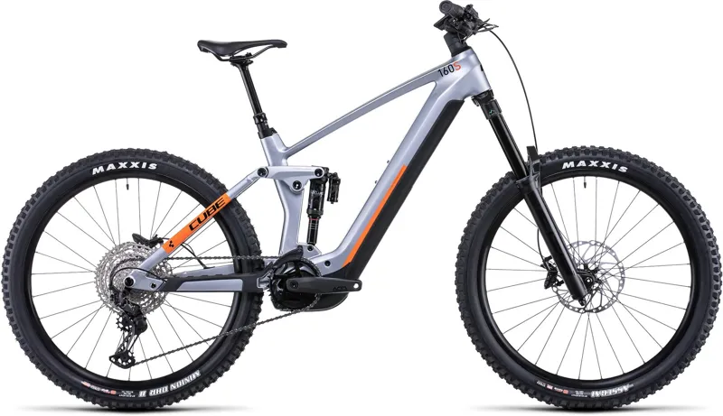 Cube Stereo Hybrid 160 HPC SL 750 27.5Inch Full-Sus Carbon E-MTB - Silver/Orange