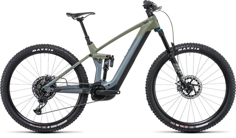 Cube Stereo Hybrid 140 HPC TM 750 29in Full-Sus Electric MTB - FlashGrey/Olive