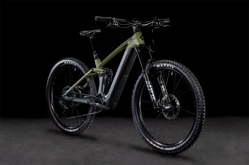 Cube Stereo Hybrid 140 HPC TM 750 29in Full-Sus Electric MTB - FlashGrey/Olive-1