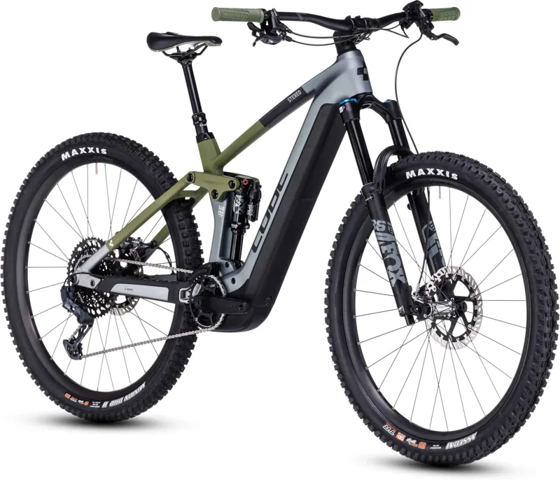 Cube Stereo Hybrid 140 HPC TM 750 Carbon Full-Sus E-MTB - Grey/Olive-1