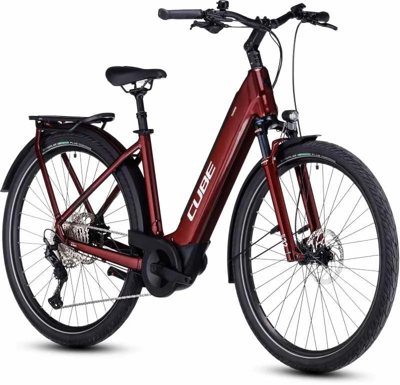 2023 Cube Touring Hybrid EXC 625 - Easy Entry Electric Bike - Red/White
