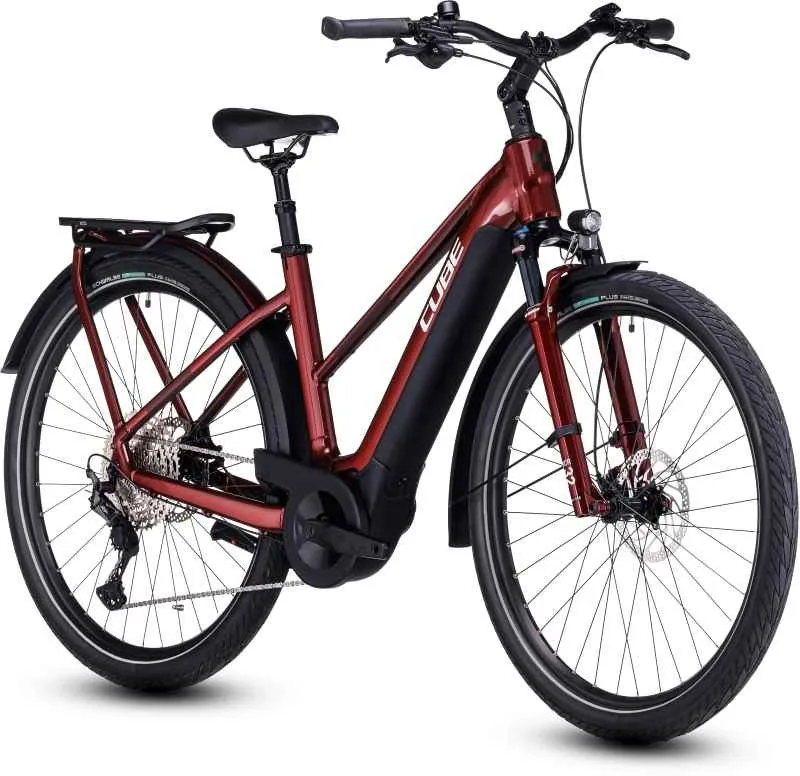 2023 Cube Touring Hybrid EXC 625 - Trapeze Electric Bike - Red/White-1