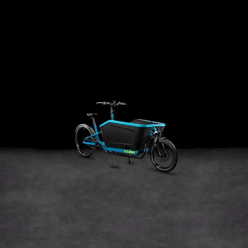 2023 Cube Cargo Hybrid 500 Electric Cargo Bike - Blue/Lime-1