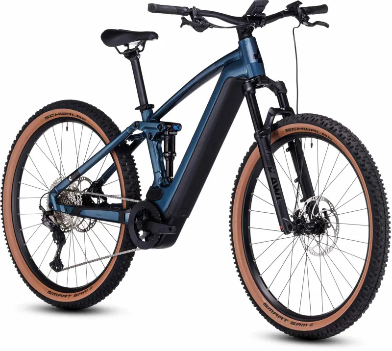 2023 Cube Stereo Hybrid 120 Race 750 Full-Suspension E-MTB - Blue/Chrome-1