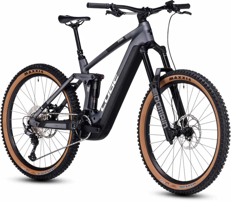 2023 Cube Stereo Hybrid 160 HPC Race 750 27.5Inch Full-Sus E-MTB - Grey/Metal-1