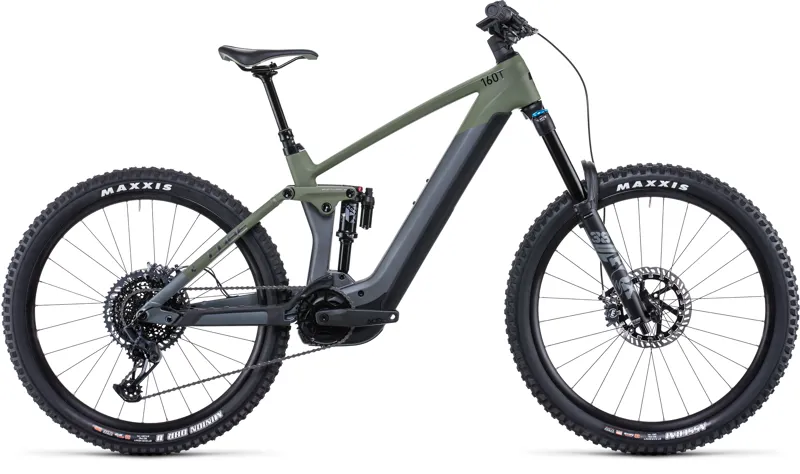Cube Stereo Hybrid 160 HPC TM 625 Full-Sus Electric MTB - Grey / Olive Green