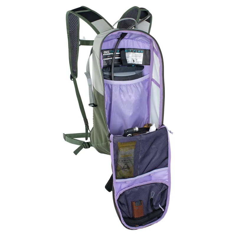 Evoc Ride Performance Backpack 8L + 2L Bladder - Stone / Olive-3