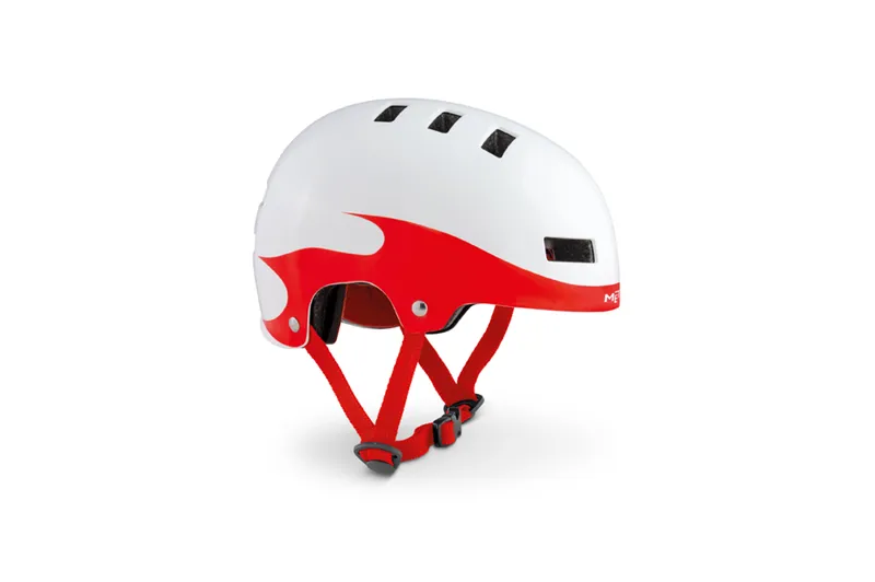 MET Yoyo Youth / Kids BMX Helmet -  White / Red Flames