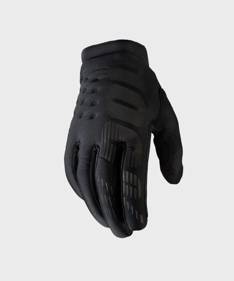 100 Percent Brisker Cold Weather MTB Cycling Gloves in Black / Grey