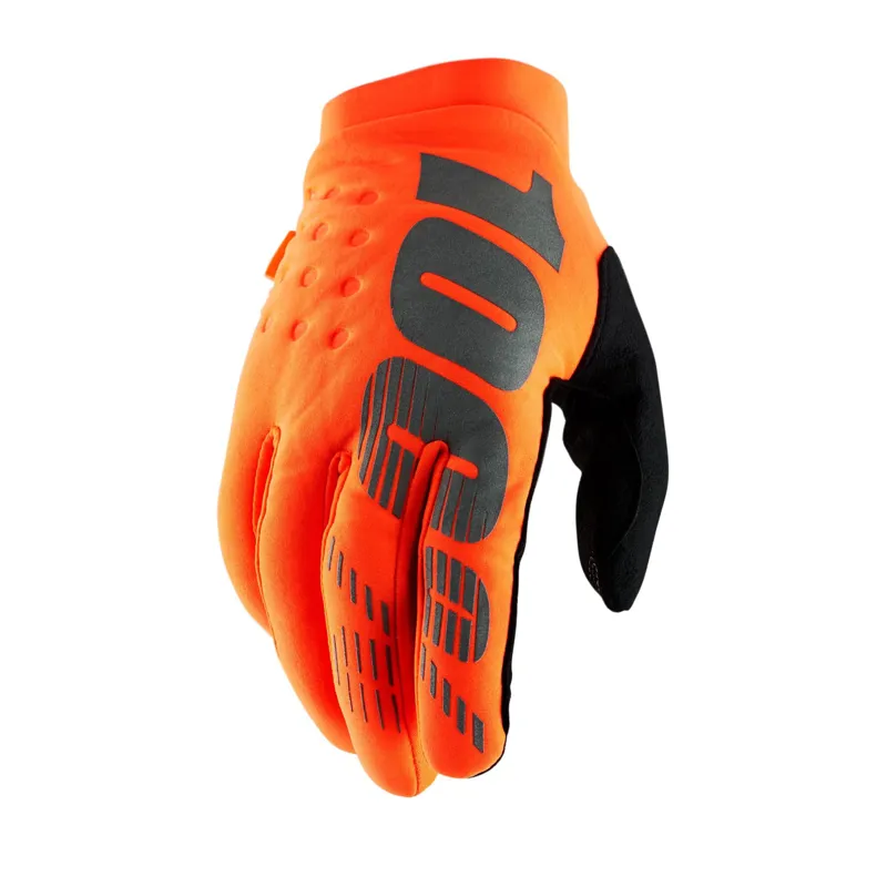 100 Percent Brisker Cold Weather MTB Cycling Gloves Fluo Orange