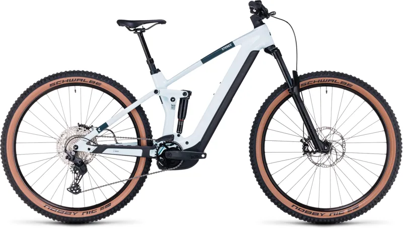 2023 Cube Stereo Hybrid 140 HPC Pro 750 Carbon Full-Sus E-MTB - White/Grey