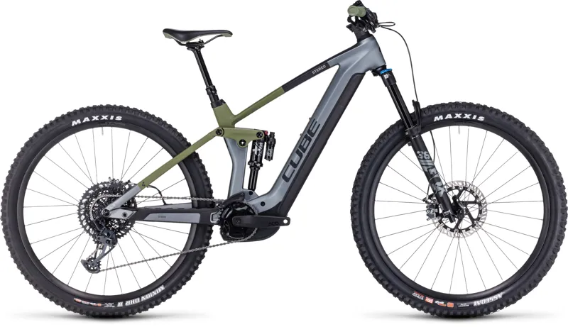 Cube Stereo Hybrid 140 HPC TM 750 Carbon Full-Sus E-MTB - Grey/Olive