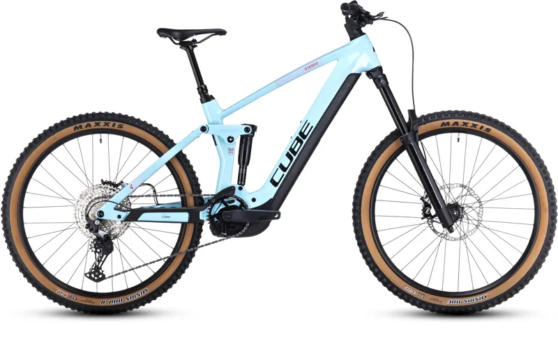 2023 Cube Stereo Hybrid 160 HPC Race 750 Carbon Full-Sus E-MTB - IceBlue / Black