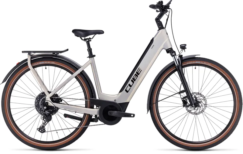 2023 Cube Touring Hybrid Pro 625 Easy Entry Electric Bike - PearlySilver/Black