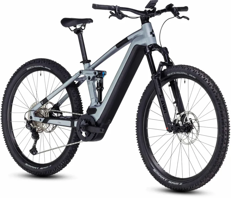 2023 Cube Stereo Hybrid 120 Race 625 Full-Suspension E-MTB - Polar Silver-1