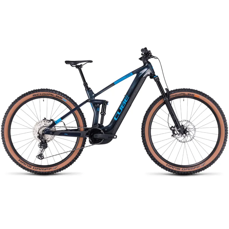 Cube Stereo Hybrid 140 HPC SLX 750 eMountain Bike in Liquid Blue