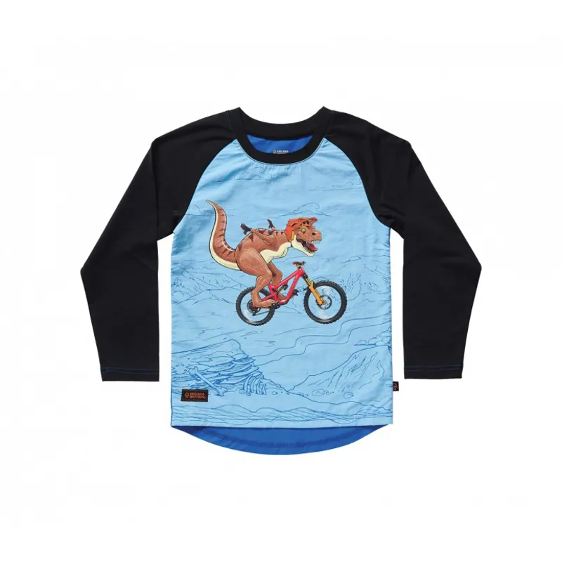 Kids Ride Shotgun Dino Windproof Kids Jersey in Blue/Black