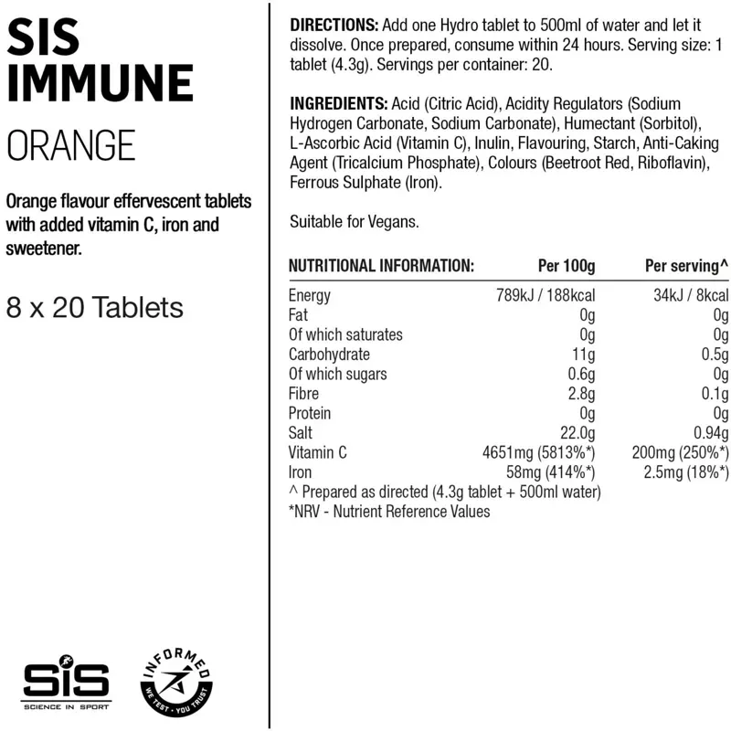 Science in Sport GO Immune 8 Pack Hydro Tablet in Orange-1
