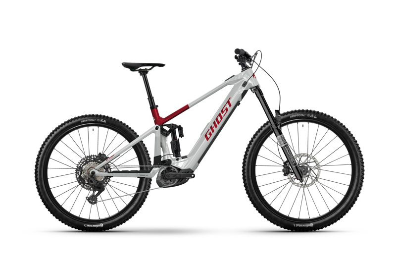 Ghost E-RIOT CF Advanced Carbon Full-Suspension E-MTB - Red/Grey 