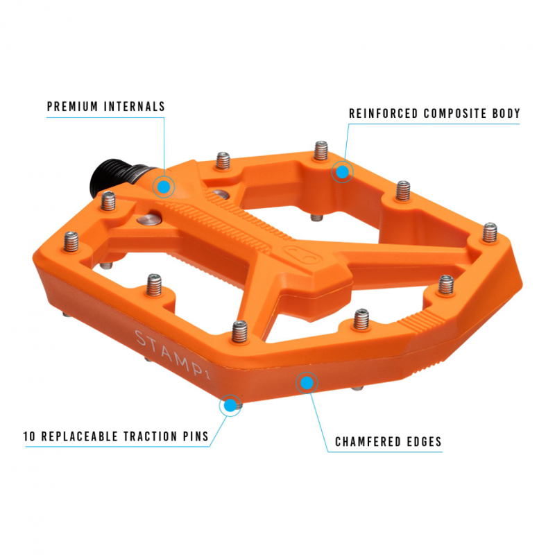 Crankbrothers Stamp 1 Gen 2 Flat MTB Pedals - Orange-1