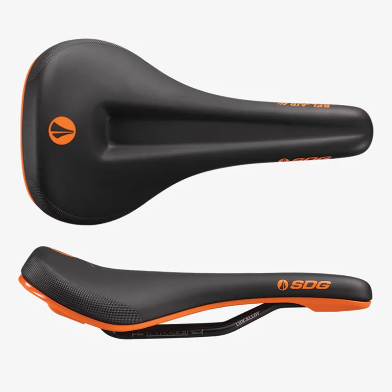 SDG Bel Air V3 Max Lux-Alloy Bicycle Saddle - Black/Orange