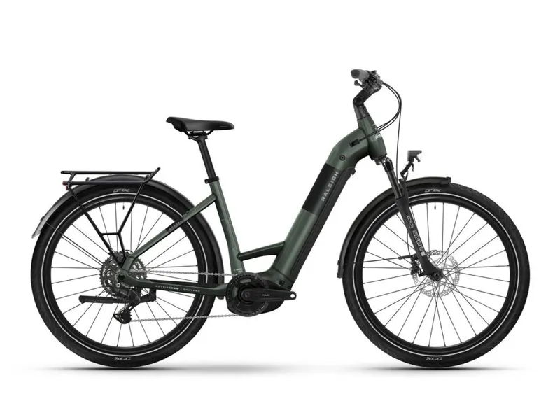 Ex-Demo Raleigh Novus+ Low Step Electric Leisure Bike - Gloss Olive - 45cm