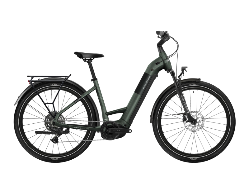 Raleigh Novus+ Derailleur Gear Electric Hybrid Bike - Olive Gloss