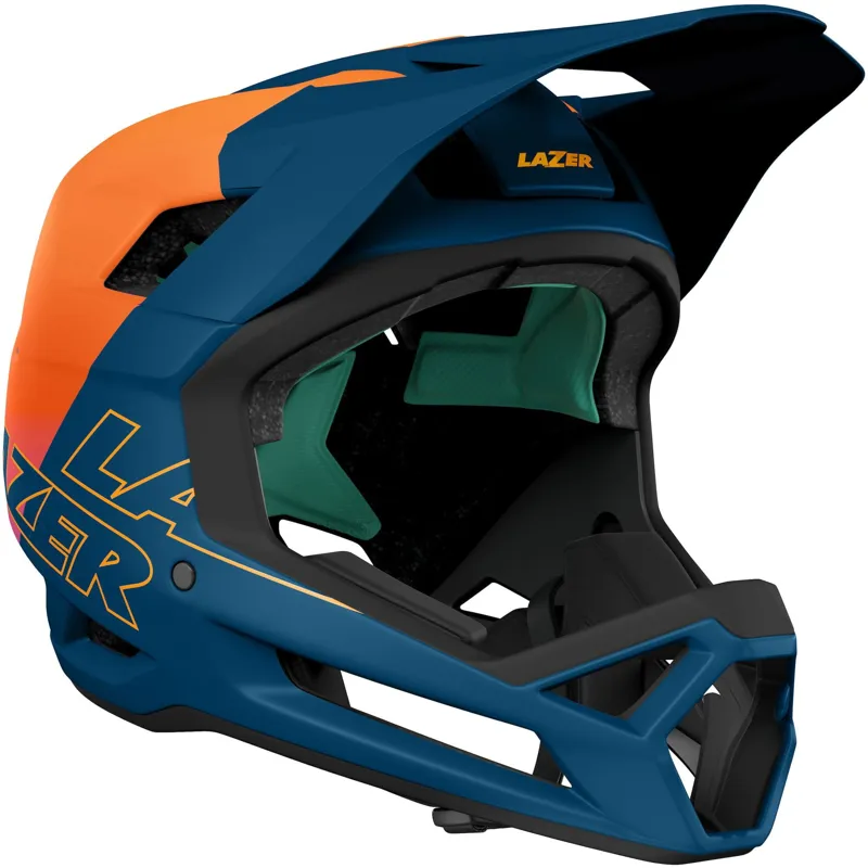 Lazer Cage KinetiCore Full Face MTB Helmet - Orange / Blue