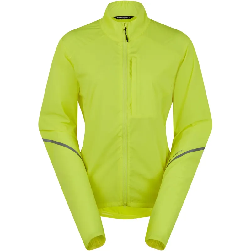 Madison Freewheel Womens Packable Wind Resistant Cycling Jacket - Hi-Viz Yellow
