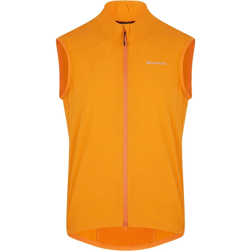 Madison Freewheel Mens Packable Wind Resistant Cycling Gilet - Mango Orange