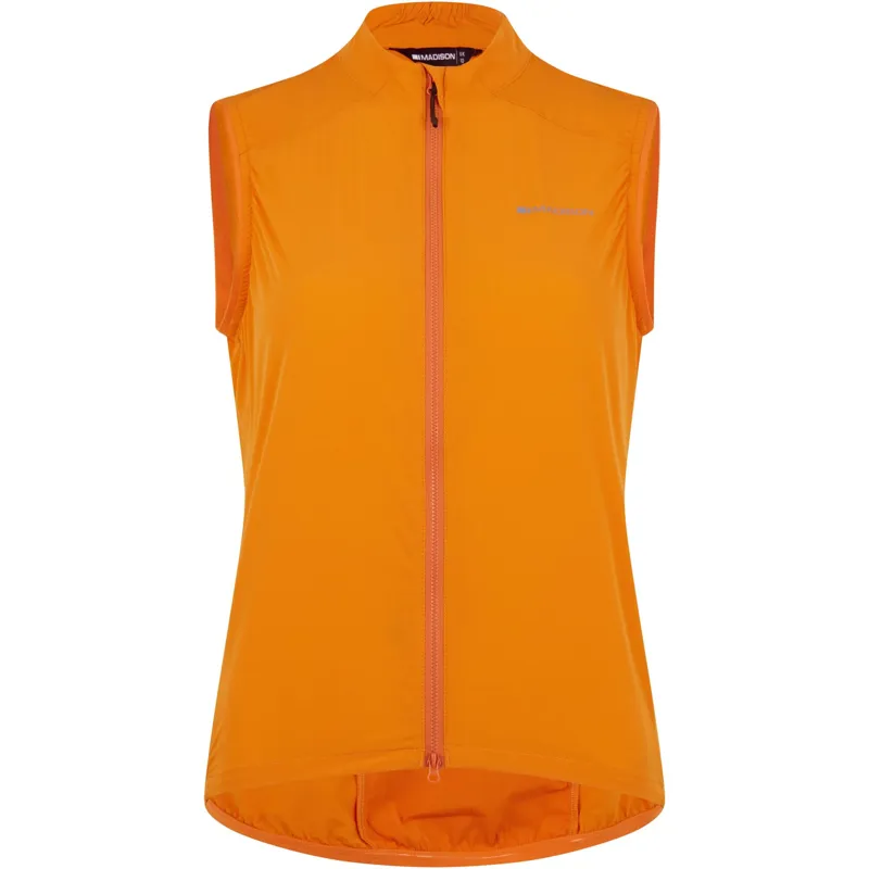 Madison Freewheel Womens Packable Wind Resistant Cycling Gilet - Mango Orange