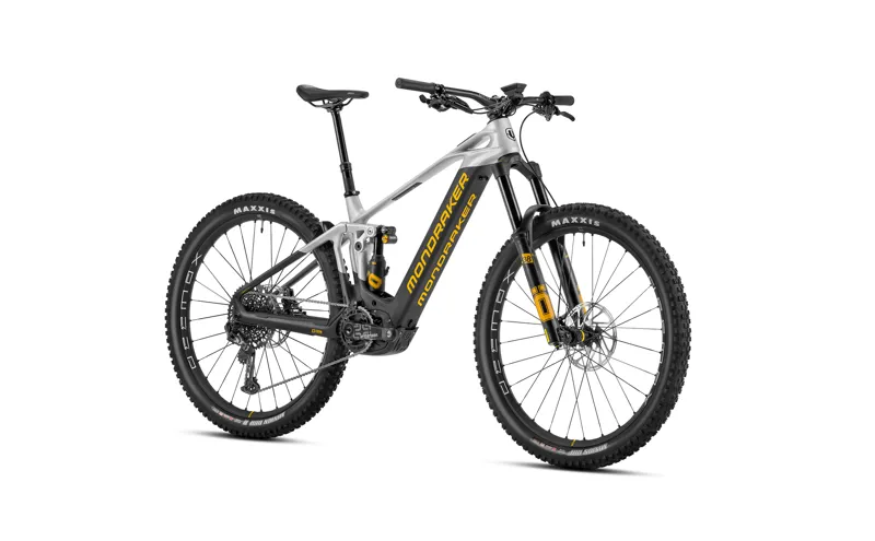 2023 Mondraker Crafty XR - 29 Inch Carbon Enduro Full-Suspension Electric MTB - Silver / Black / Yellow-1