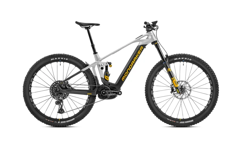 2023 Mondraker Crafty XR - 29 Inch Carbon Enduro Full-Suspension Electric MTB - Silver / Black / Yellow