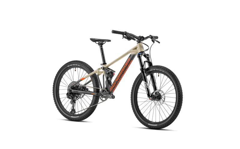 2023 Mondraker Factor 24 - 24 Inch Full-Suspension Kids MTB - Brown / Black / Red-1